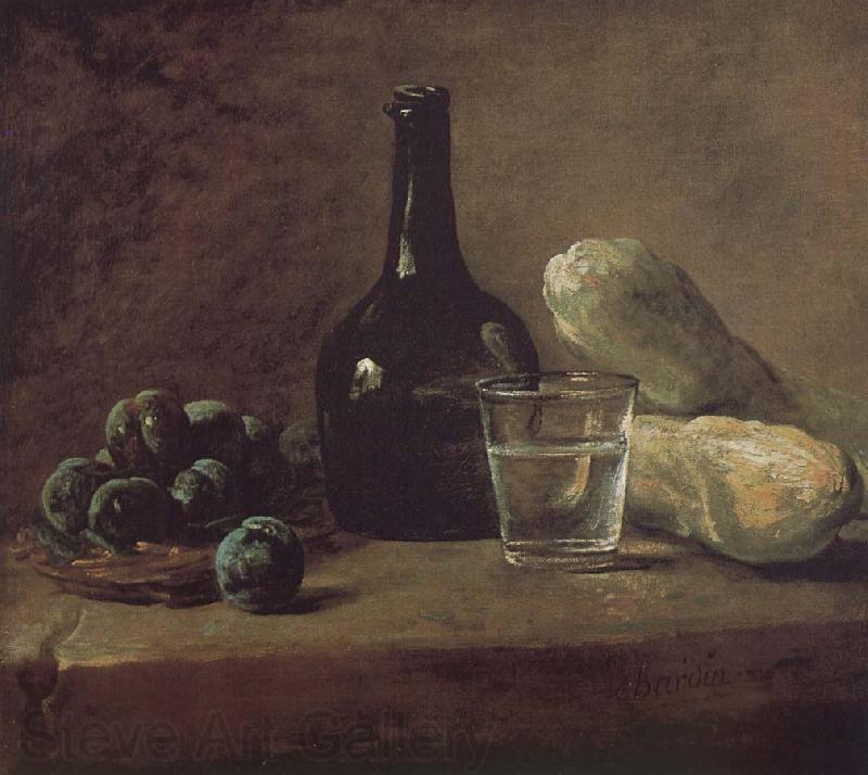 Jean Baptiste Simeon Chardin Lee s basket with glass bottles and cups cucumber